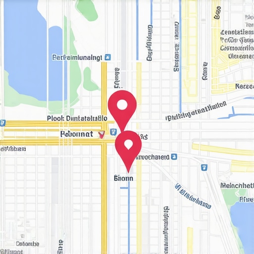 A sophisticated digital map illustrating geogrid zones, pins, and AI signal overlays for advanced local SEO tracking.