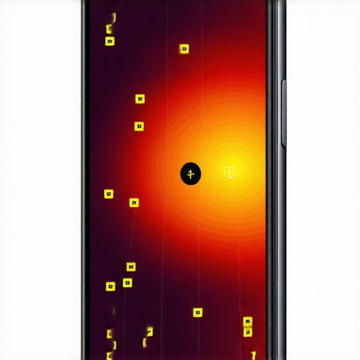 A smartphone screen showing geogrid heatmaps with AI filtering indicators.