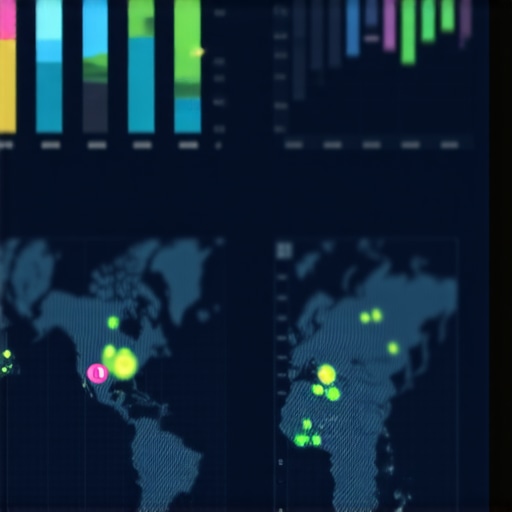 Visual of a complex dashboard integrating offline foot traffic data, AI signal analysis, and live map overlays