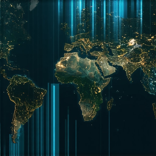 High-tech map overlay showing real-time geospatial analytics and insights