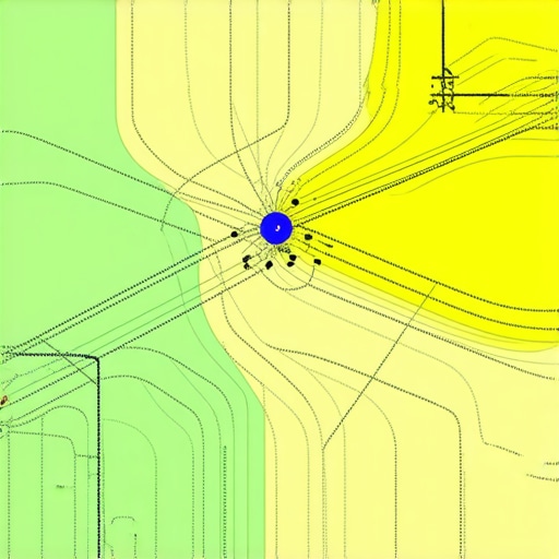 A futuristic map interface displaying layered geospatial signals and AI analysis for local SEO