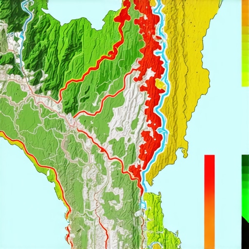 Satellite map with multiple data overlays illustrating geospatial analytics for local SEO strategies.
