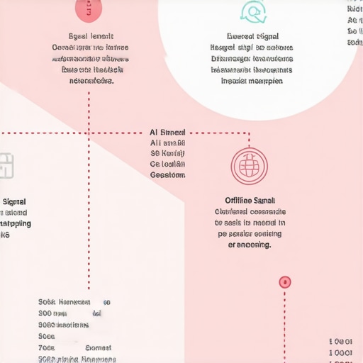 Infographic illustrating layered analysis combining offline data, AI metrics, and geospatial signals to optimize local map rankings.