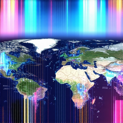 Futuristic geospatial hardware with digital map overlays showing advanced tracking technologies