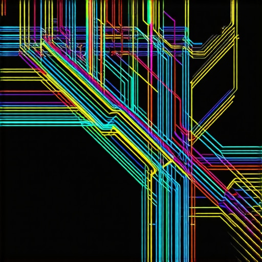 A detailed urban map illustrating geospatial signal flow and interference zones in a metropolitan area.