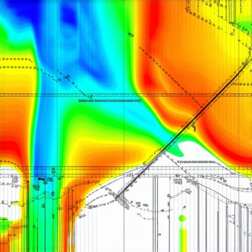 Map illustration highlighting boundary zones with heatmap overlays and geogrid signals